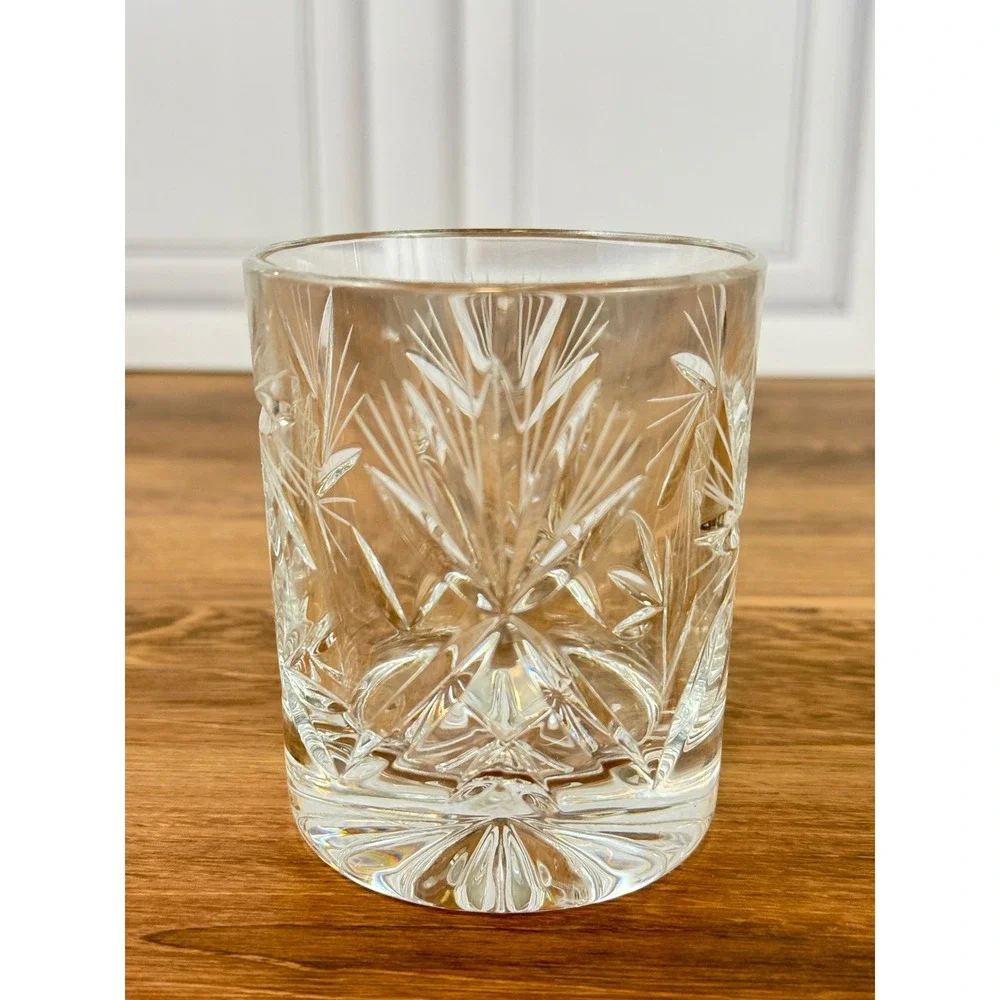 Vintage PAIR of Bohemia Crystal-Crystalex Pinwheel Old‎ Fashioned Glasses EUC